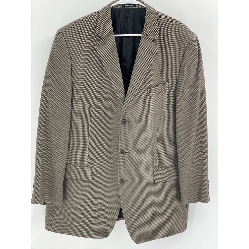 Michael Kors Blazer Men 46 L Long Brown 3 Button Tweed Wool Suit Jacket